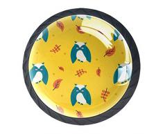 Carino Cartoon Gufo Foglia di Acero Modello Governo Maniglie Tirare Armadietto Maniglie Cassetto Guardaroba 4pcs