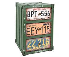 ts-ideen comodino cassettiera color verde stile: design industriale container look vintage 34 x 51 cm
