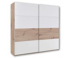 Stella Trading MEDINA Armadio con ante sospese bianco, con molto spazio, versatile con corpo e benda addominale, effetto rovere Artisan, 215 x 210 x 59 cm (larghezza x altezza x profondità)
