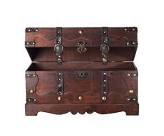 432 Оrizzontale, Cassapanca in legno, tesoro, Cassetta degli attrezzi da pirata, piccolo, mobili, con inserti in metallo, effetto anticato, legno, diverse misure, maritim, Deko, di alta qualità, Kolo nialtruhe, stile coloniale,