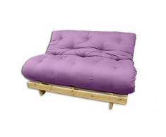 Divano letto Roots , Naturale, Futon Viola, 140x103x80 cm.