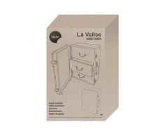 Balvi - La Valise tavolino ausiliario e Comodino. con 3 cassetti e Ruote. Realizzato in Legno e Similpelle.