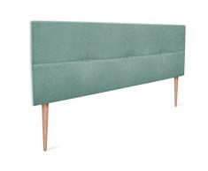 Testiera in ecopelle o tessuto Aqualine Pro, lussuosa (tessuto, verde acqua, 160 x 105 cm con gambe, letto 150/160 cm)