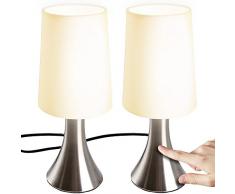 Lampada da Tavolo a Touch - Set da 1 o 2, 3 Livelli di Luce Calda, E14, Max 60 W o LED Dimmerabile, a Cilindro, CEE: A++ a E - Lampada Cilindrica, da Comodino, Tavolino, Camera da Letto (Set da 2)