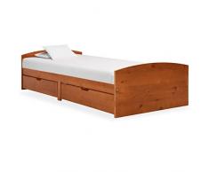 Tidyard Struttura Letto Singolo con 2 Cassetti in Legno Massello di Pino Bianco Moderno 90x200 cm,Letto con Cassetti,Giriletto Singolo Moderno con 2 Cassetti,Letto Singolo Moderno in Legno