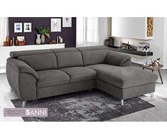 Dafnedesign.com - Divano letto angolare 3 posti letto con penisola a destra - colore: grigio londra - cm. 269 x 175 x 94h