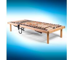 Goldflex - Rete LETTO MOTORIZZATA SINGOLA in LEGNO da 80x190 // 2 MOTORI Ð 3 Zone SUPPORTO DIFFERENZIATO, 4 Zone Movimentabili, Listelli Ammortizzati, TECNICA, adatta a Disabili e Patologie colonna Vertebrale // CERTIFICATA e Iva 4%