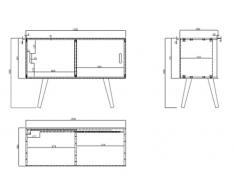 AC Design Furniture 60602 cassettiera Mariela, 2 sportelli, 100 x 38 x 69,5 cm, legno, bianco