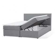 Beliani Letto boxspring con Contenitore in Tessuto Grigio 180 x 200 cm Senator