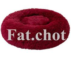 Fat.chou Cuccia Letto per Cani Piccoli Gatti Peluche Ultra-Morbido Tondo Cuccia Letto per Animali Domestici Canile Estraibile e Lavabile Letto per Cane Gatto Peluche Pet Tondo Deep Sleep (XL, Rosso)