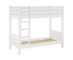 Erst-Holz Letto a Castello Bianco in Pino massello per Adulti 80X190 nicchia 100cm 60.16-08-190W