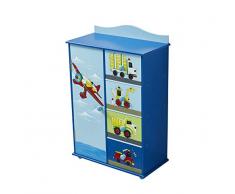 Armadio camera da letto per bambini, Cassettiera per bambini, Armadio per bambini Camion in legno per camion Veicoli per aerei Vernici oceaniche Blu