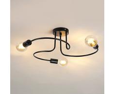 Delaveek Lampadario Industriali, Plafoniera Soffitto Vintage E27, 3 Luci Lampada da Soffitto in Metallo, Lampada a Sospensione per Sala da Pranzo Camera da Letto Soggiorno(Lampadina Non Inclusa)