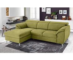 Dafne Italian Design Divano Letto angolare 3 posti con penisola a Sinistra. Tessuto Romeo Verde Acido (cm. 269 x 175 x 94h)