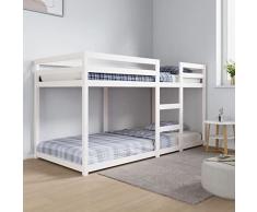 Lechnical Letto a Castello Bianco 90x200 cm in Legno Massello di Pino,Letto a Castello,Letto per Camerette,Design Sicuro,Adatto per Uno Spazio Limitato