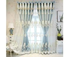 Tende da ricamo a 2 pannelli oscuranti in rilievo per la camera da letto, tende isolate termicamente con un filato di stoffa, passacavo superiore, tende classiche di lusso(Color:blue,Size:4.1 * 2.7M)