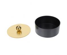 Portagioie rotondo porta gioielli, con coperchio, portagioie nero e organizer per tesori, per comò, camera da letto, 14 x 14 cm