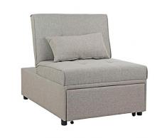 Brigros - Poltrona Pouf Letto Singolo in Tessuto con Cuscino Abbinato. (Grigio)
