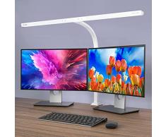 Quntis 24W Lampada da scrivania a LED, 80cm Lampade da Tavolo con Morsetto, lampada per la Protezione Degli Occhi con Collo di Cigno Flessibile, Luce per Ufficio, Lettura, Architetti, Studio