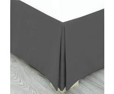 BLSTY Hotel Gonna da Letto di Lusso Morbido 100% Poliestere Tinta Unita Anti Rughe A Prova di Polvere Gonna da Letto-Grigio Scuro-Noi-Q:150 * 203+35.5cm