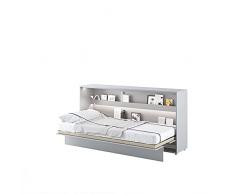 LENART Bed Concept - Letto a scomparsa orizzontale, 90 x 200 cm, colore: Grigio satinato