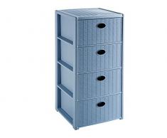 Stefanplast 3860516 Elegance Rattan Cassettiera, 4 Cassetti, Blu