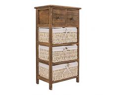 Rebecca Mobili Credenza Rustica, Mobile Bagno 2 cassetti 3 ceste, Legno Vimini, Marrone, Stile Country, Bagno Ingresso - Misure: 80 x 42 x 29 cm (HxLxP) - Art. RE4059