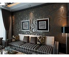 KeTian Modern Luxury 3D Abstract Curve Wallpaper Flocking non tessuto per soggiorno/camera da letto Rotolo di carta da parati 0.7m (2.29 W) x 8.4m (27.56 L) = 5.88㎡ (63.11 sq.ft) (Black & Browm)