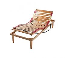 VENIXSOFT Rete ELETTRICA Modello Sogno a doghe 90X190 in legno massello di faggio con 2 motori indipendenti – 4 zone reclinabili con ALZATA CUSCINO e una fissa centrale zona lombare con REGOLATORI di rigidità. Gambe da specificare