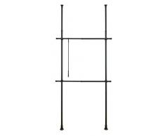 WENKO Sistema armadio telescopico HERKULES Basic nero - Sistema regolabile di organizzazione, sistema per guardaroba, Acciaio, 75-120 x 165-300 x 11 cm, Nero
