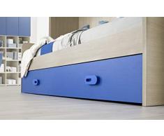 Dafne Italian Design TUTTOCAMERETTE.IT Cameretta Completa a Ponte 2 Letti - Effetto Pino Chiaro, Bianco, Cielo (Letto Singolo e Armadio) (cm. 295 x 93 x 245h)