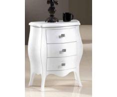 Dafne Italian Design Comodino bombato a 3 cassetti, Bianco Laccato, Stile Classico (cm. L. 57 - H. 68 - P. 30) (TVG)