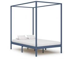 Festnight Giroletto a Baldacchino in Legno Massello di Pino,Struttura Letto Singolo/Matrimoniale Moderno,Telaio Letto 90cm/100cm/140cm/160cm/180cm x 200 cm