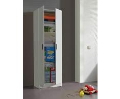 Dmora Armadio Multiuso a Due Ante battenti e Tre Ripiani Regolabili, Colore Bianco, cm 59 x 37 x h180