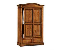 Mar.c.a. Design Armadio con 2 Ante scorrevoli, Arte povera, Struttura Massello e resto in Laminato, colore Noce - Mis. 122 x 59 x 200 cm.