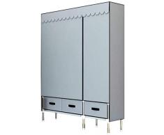 ALYR Armadio Tessuto Armadio, Armadio di Stoffa Cabina Armadio Portatile con ripiano Superiore Armadio piegevole Armadio Tessile Guardaroba Pieghevoli,Gray