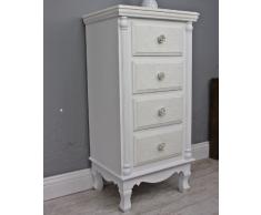 Cassettiera armadio Patterned cottage-style comodino legno stile barocco shabby bianco beige