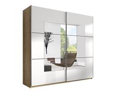 mb-moebel Armadio da camera con 2 ante scorrevoli e Specchio Rovere San Remo Dressing Armadio Armadio (Tringle) con ripiani (LxAxP): 200x210x61 cm - JOTA (200 cm)