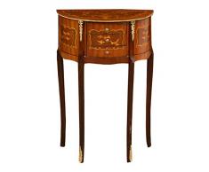 Biscottini Tavolino mezzaluna 69x46x24 cm | Comodino vintage In Legno Impiallacciato | tavolino alto con particolari Intarsi