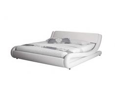 muebles bonitos Letto Piazza e Mezza Moderno di Design Alessia Bianco Rivestito in Ecopelle per Materasso da 140x190cm con Rete Incluse