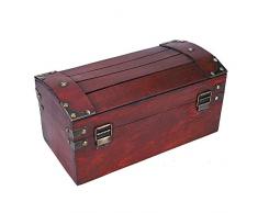 WNSC Scatola di legno vintage, cassapanca in legno per riporre gioielli Scatola di scorta in legno per artigianato per casa per gioielli da regalo(Piccola serratura a combinazione, blu)