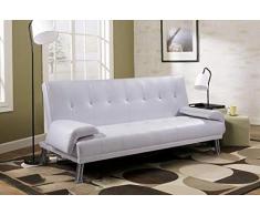 Divano letto ecopelle BIANCO o NERO da cm 194 sofa per soggiorno moderno per 3 persone modello Sibilla I new10