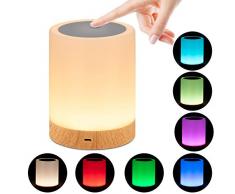 omitium Lampada da Comodino, Luce Notturna Bambini 16 Colore Controllo Tattile telecomando Dimmerabile Abat jour da Comodino USB Ricaricabile Portatile Lampada LED per Camera da Letto, Campeggio.