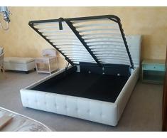 RSPL Letto Contenitore Matrimoniale, Imbottito e Rivestito in Eco Pelle Avorio - Offerta Outlet