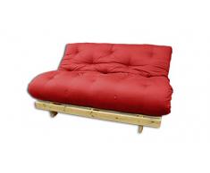 Divano letto Roots , Naturale, Futon Rosso, 140x103x80 cm.