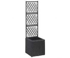 Chenshu Fioriera da Esterno Fioriera Legno Letto Rialzato da Giardino Letto Rialzato con Traliccio 1 Vaso 30x30x107cm Polyrattan Nero