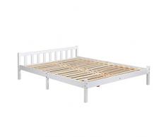 Homy Casa Letto Matrimoniale in Robusto Pino Massiccio Bianco White (Non Include i cassetti)