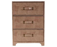 Creaciones Meng Comodino 3 Cassetti di Simil Pelle Finiture in Colore: Beige