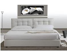 ARREDOPLAZA Letto matrimoniale completo Ecopelle Bianco Moderno a Due piazze