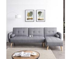 CONCEPT USINE - Divano Scandinavo Angolare Trasformabile Leskä 3 Posti Grigio - Divano Moderno in Tessuto con Braccioli e Penisola - Larghezza totale 277 cm - Comfort, Design, Resistente